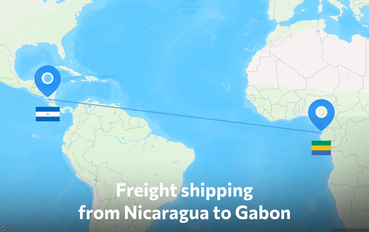 Shipping route from Nicaragua to Gabon