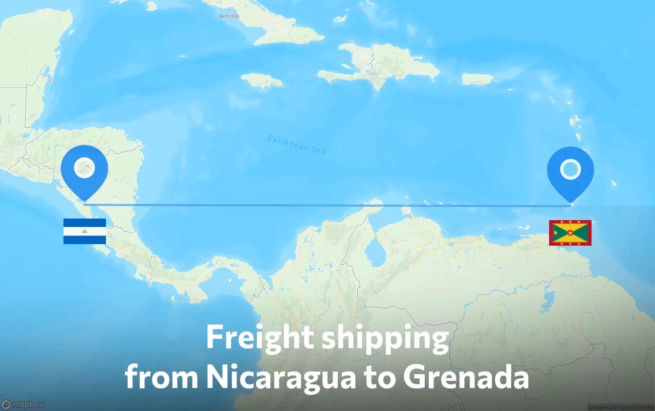 Shipping route from Nicaragua to Grenada