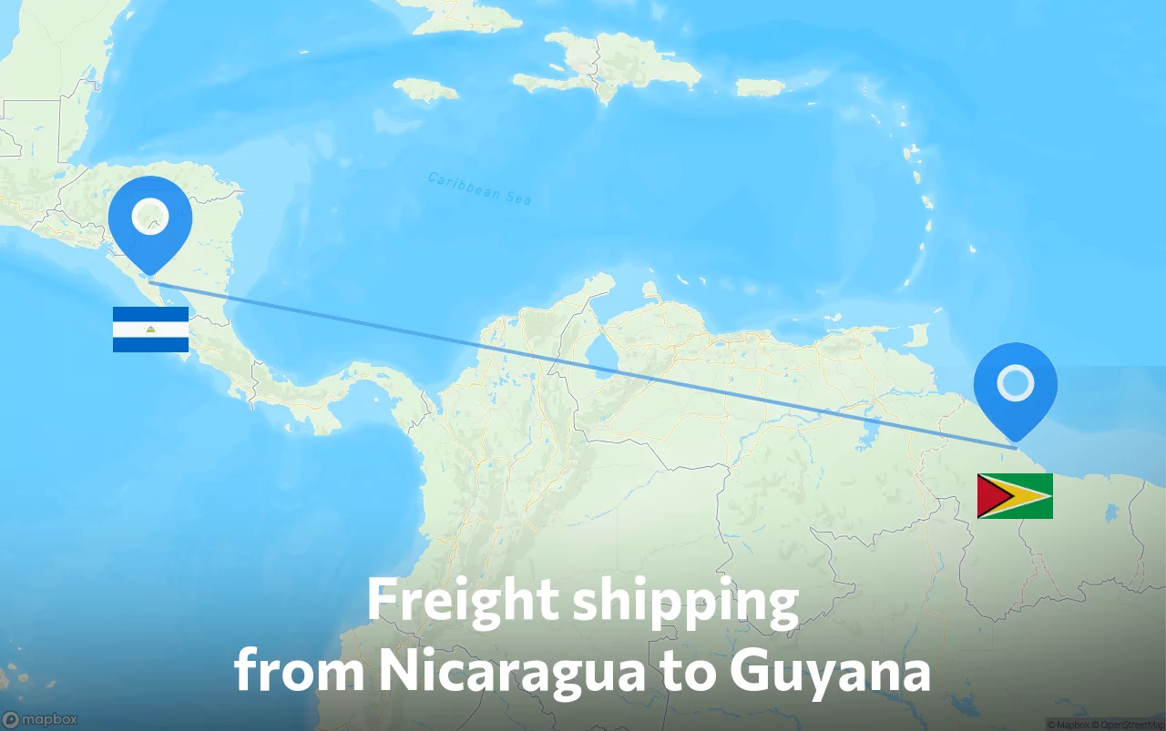 Shipping route from Nicaragua to Guyana