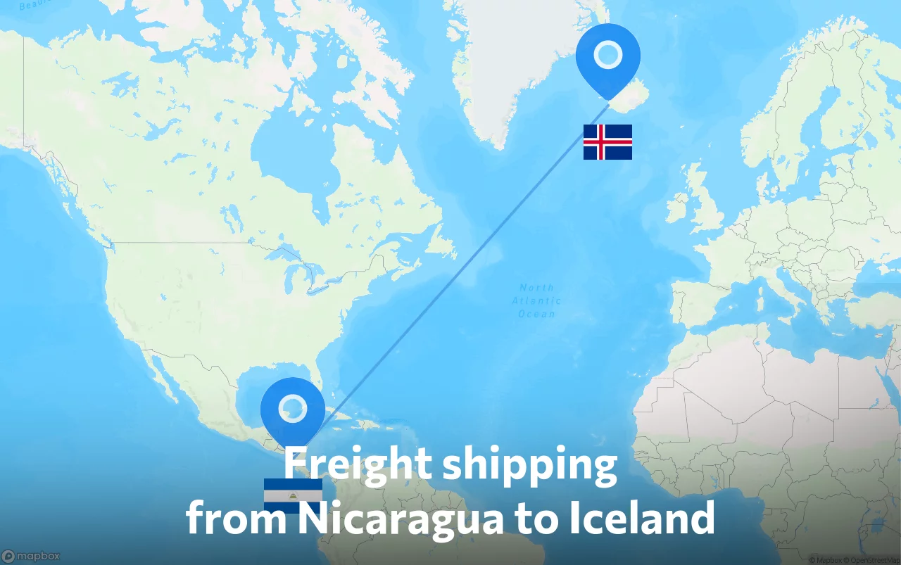 Shipping route from Nicaragua to Iceland