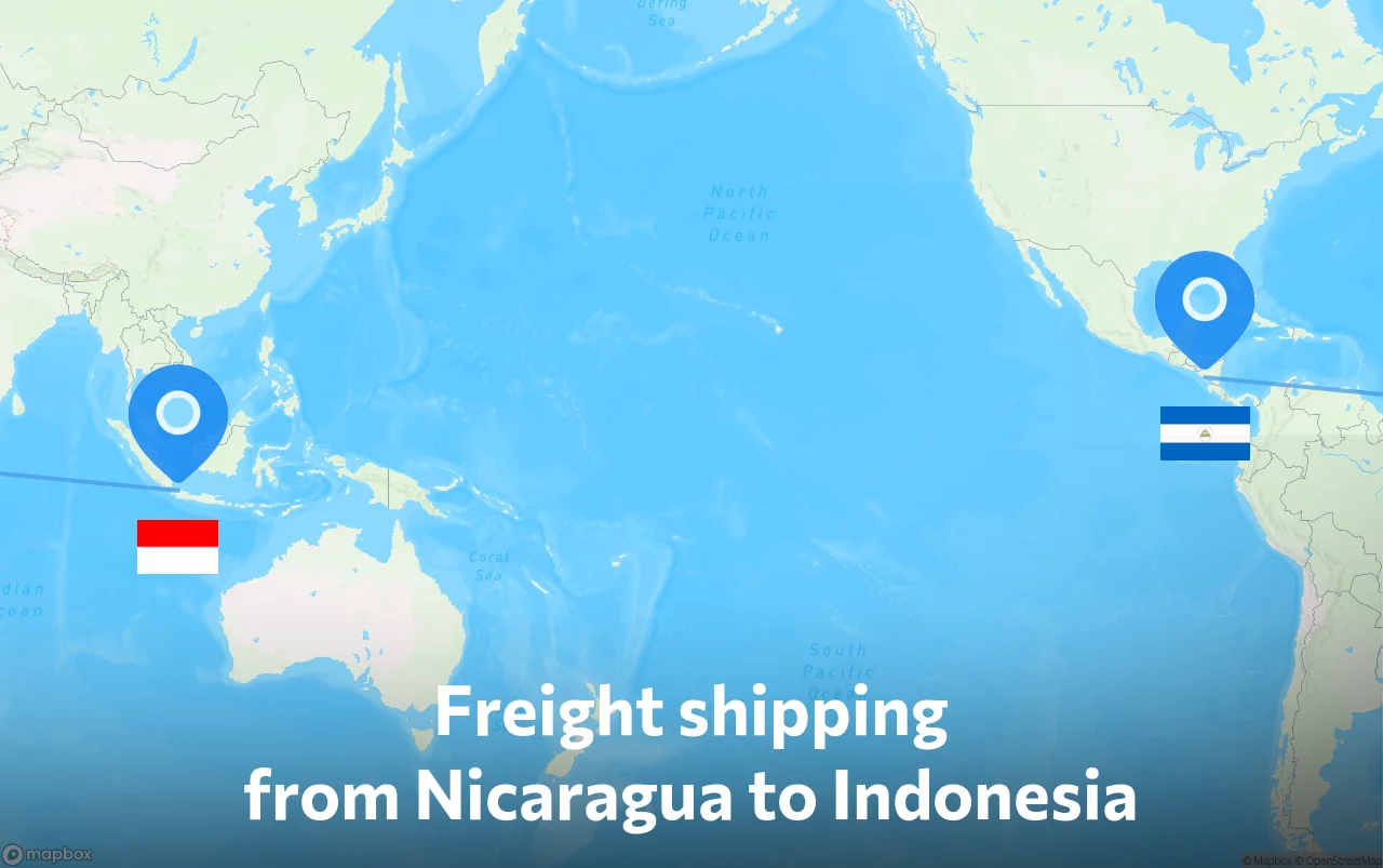 Shipping route from Nicaragua to Indonesia