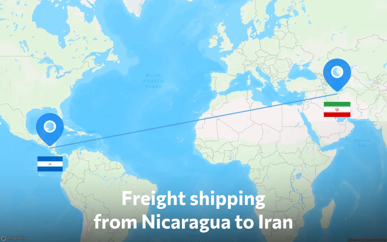 Shipping route from Nicaragua to Iran
