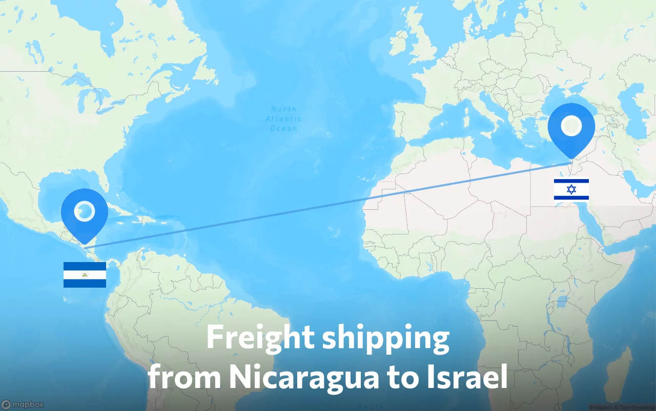 Shipping route from Nicaragua to Israel