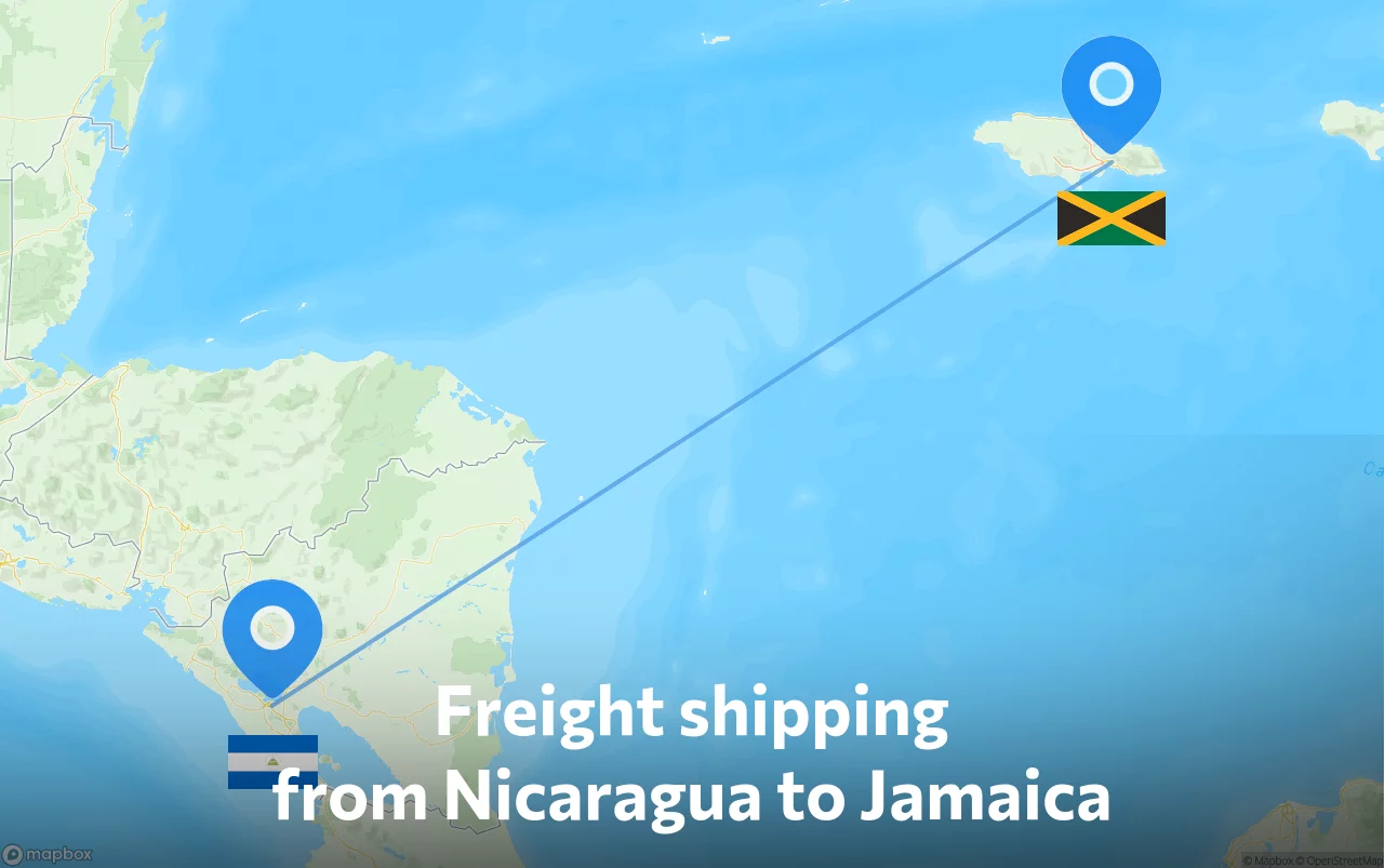 Shipping route from Nicaragua to Jamaica