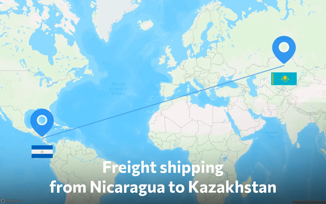 Shipping route from Nicaragua to Kazakhstan