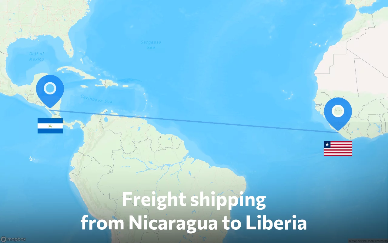 Shipping route from Nicaragua to Liberia