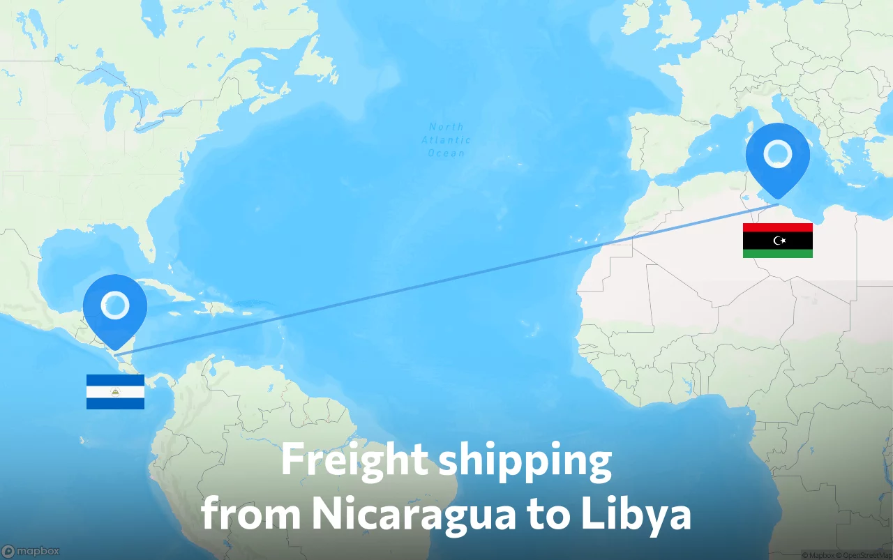 Shipping route from Nicaragua to Libya