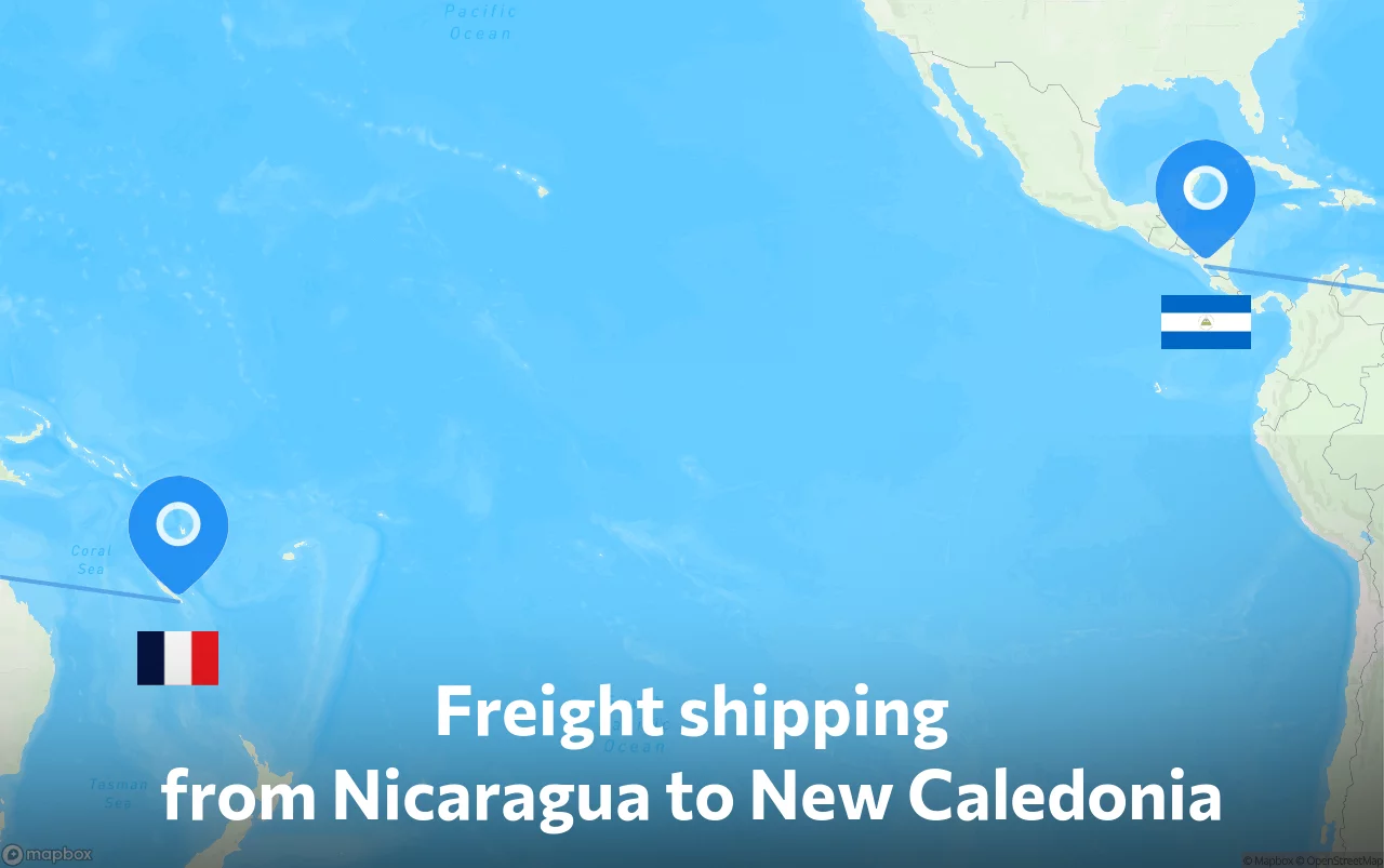 Shipping route from Nicaragua to New Caledonia