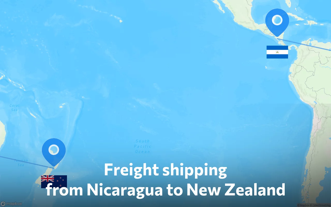 Shipping route from Nicaragua to New Zealand