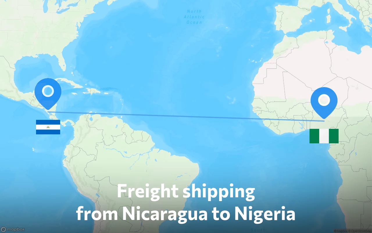 Shipping route from Nicaragua to Nigeria