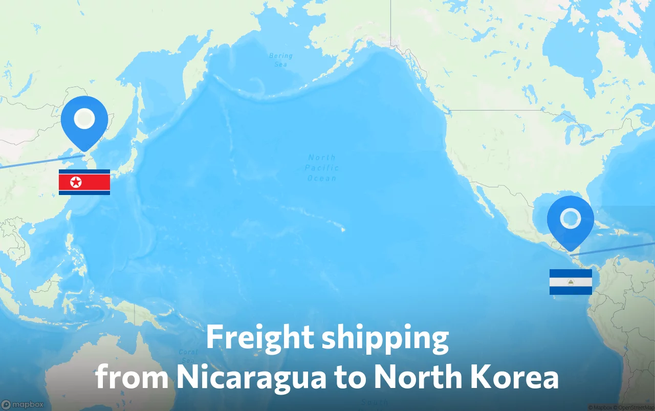 Shipping route from Nicaragua to North Korea