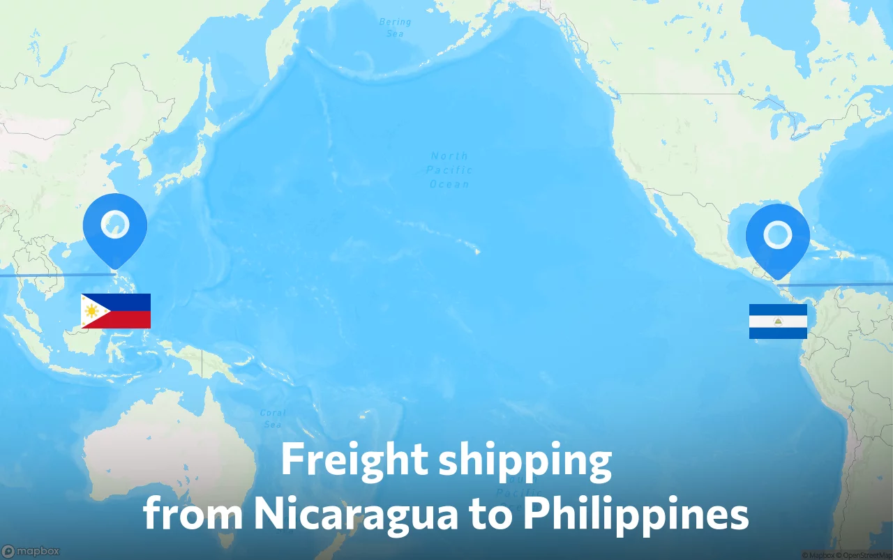 Shipping route from Nicaragua to Philippines