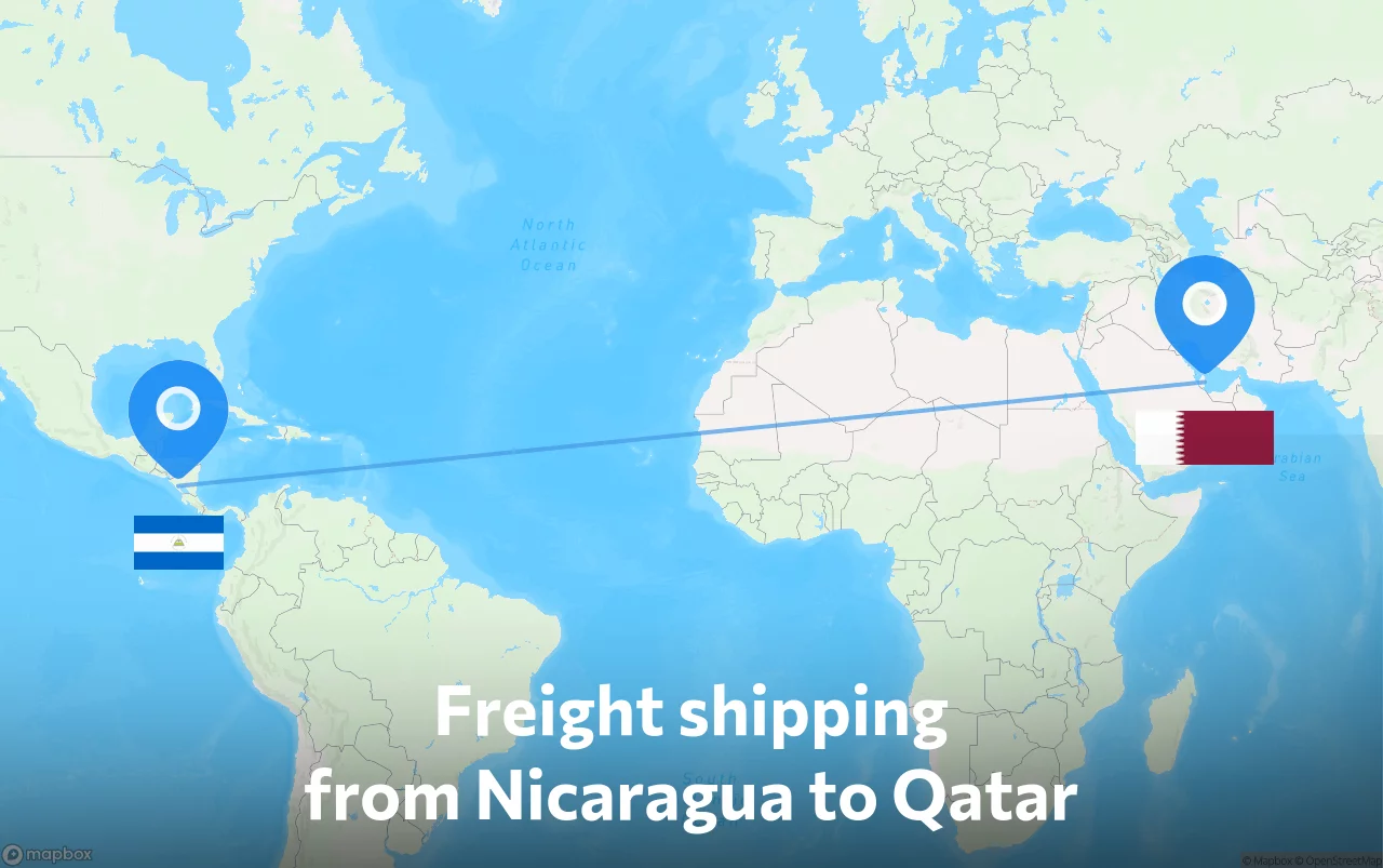 Shipping route from Nicaragua to Qatar