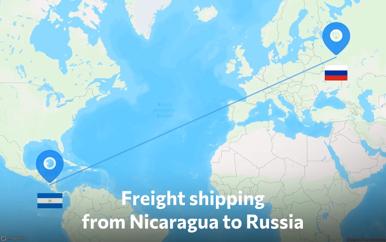 Shipping route from Nicaragua to Russia