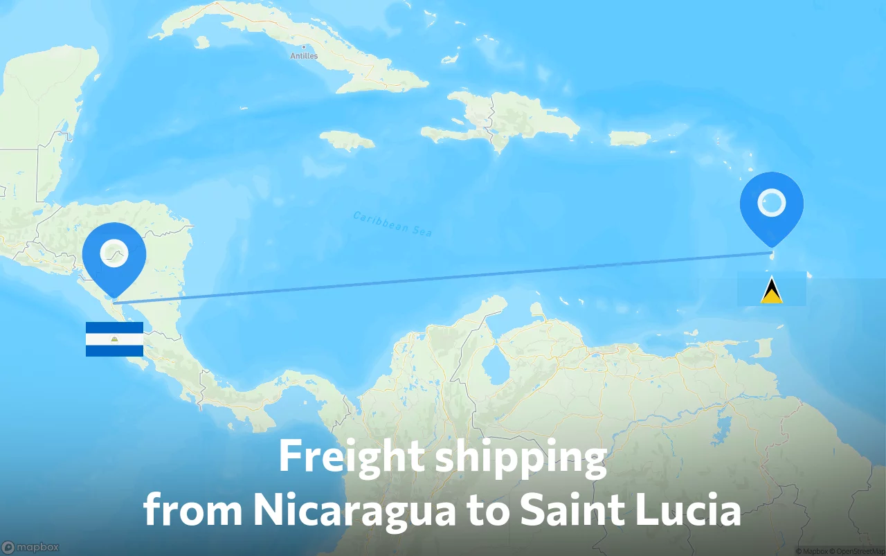 Shipping route from Nicaragua to Saint Lucia