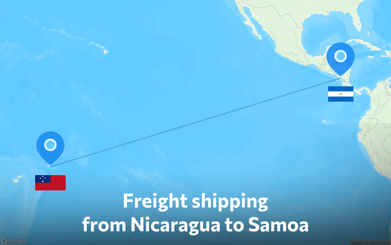 Shipping route from Nicaragua to Samoa