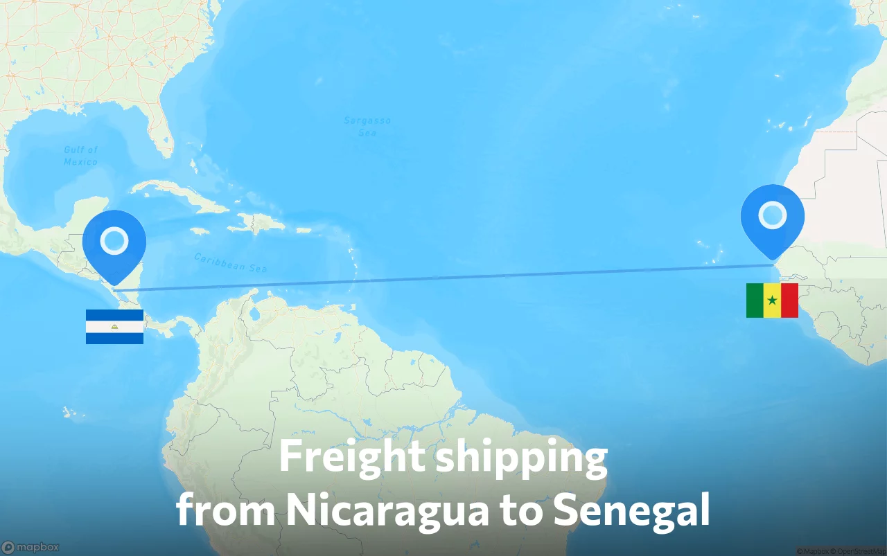 Shipping route from Nicaragua to Senegal