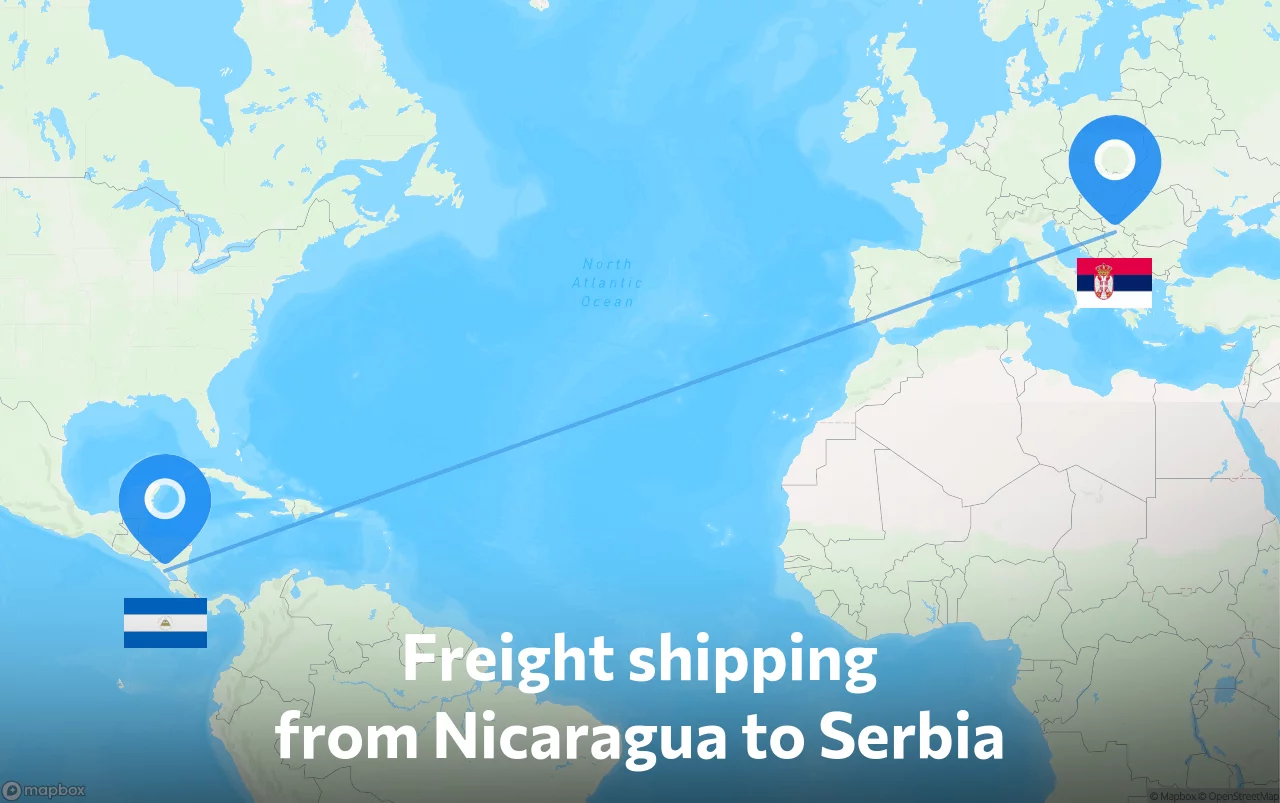 Shipping route from Nicaragua to Serbia