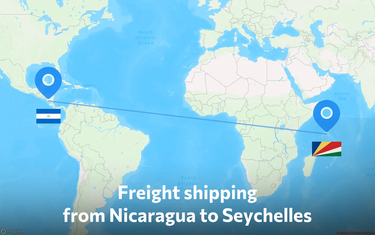 Shipping route from Nicaragua to Seychelles