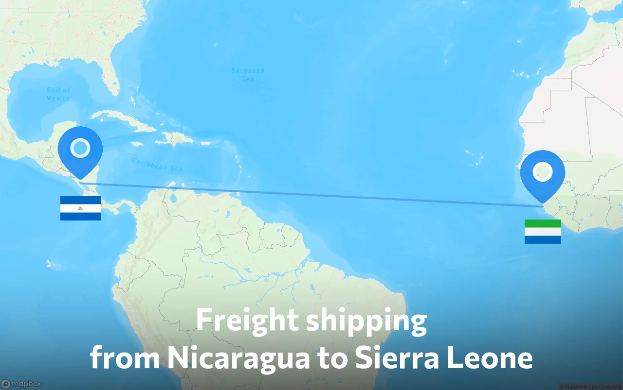 Shipping route from Nicaragua to Sierra Leone