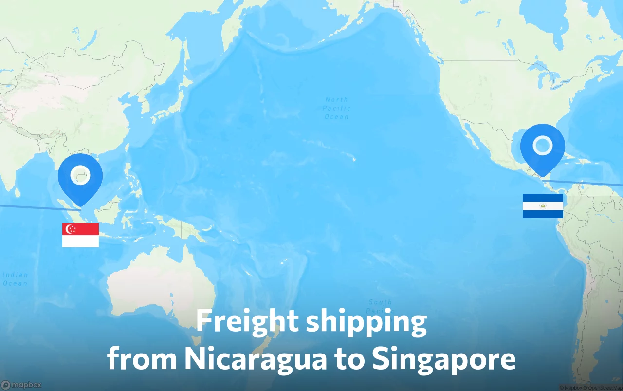 Shipping route from Nicaragua to Singapore