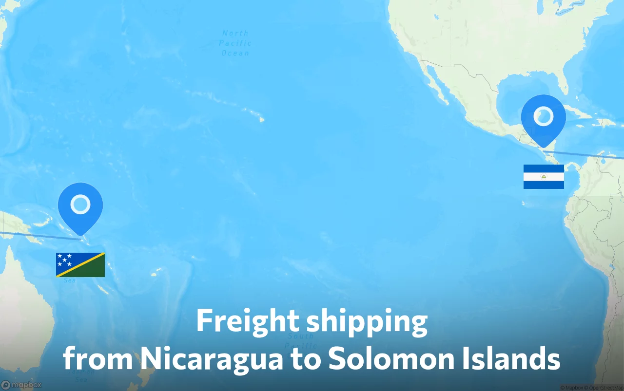 Shipping route from Nicaragua to Solomon Islands