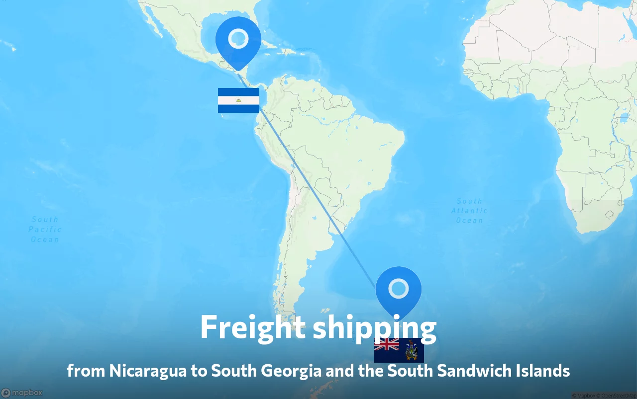 Shipping route from Nicaragua to South Georgia and the South Sandwich Islands