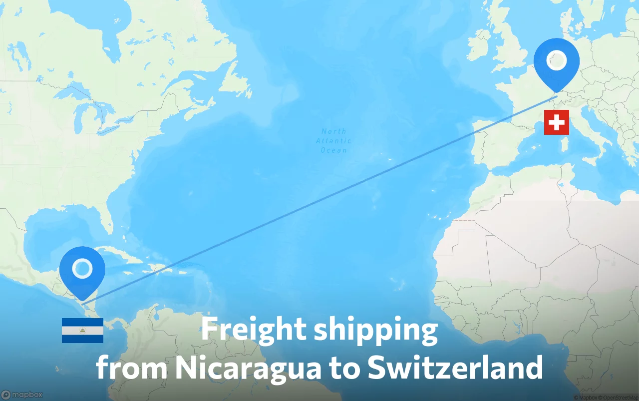 Shipping route from Nicaragua to Switzerland