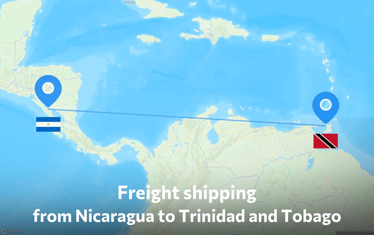 Shipping route from Nicaragua to Trinidad and Tobago