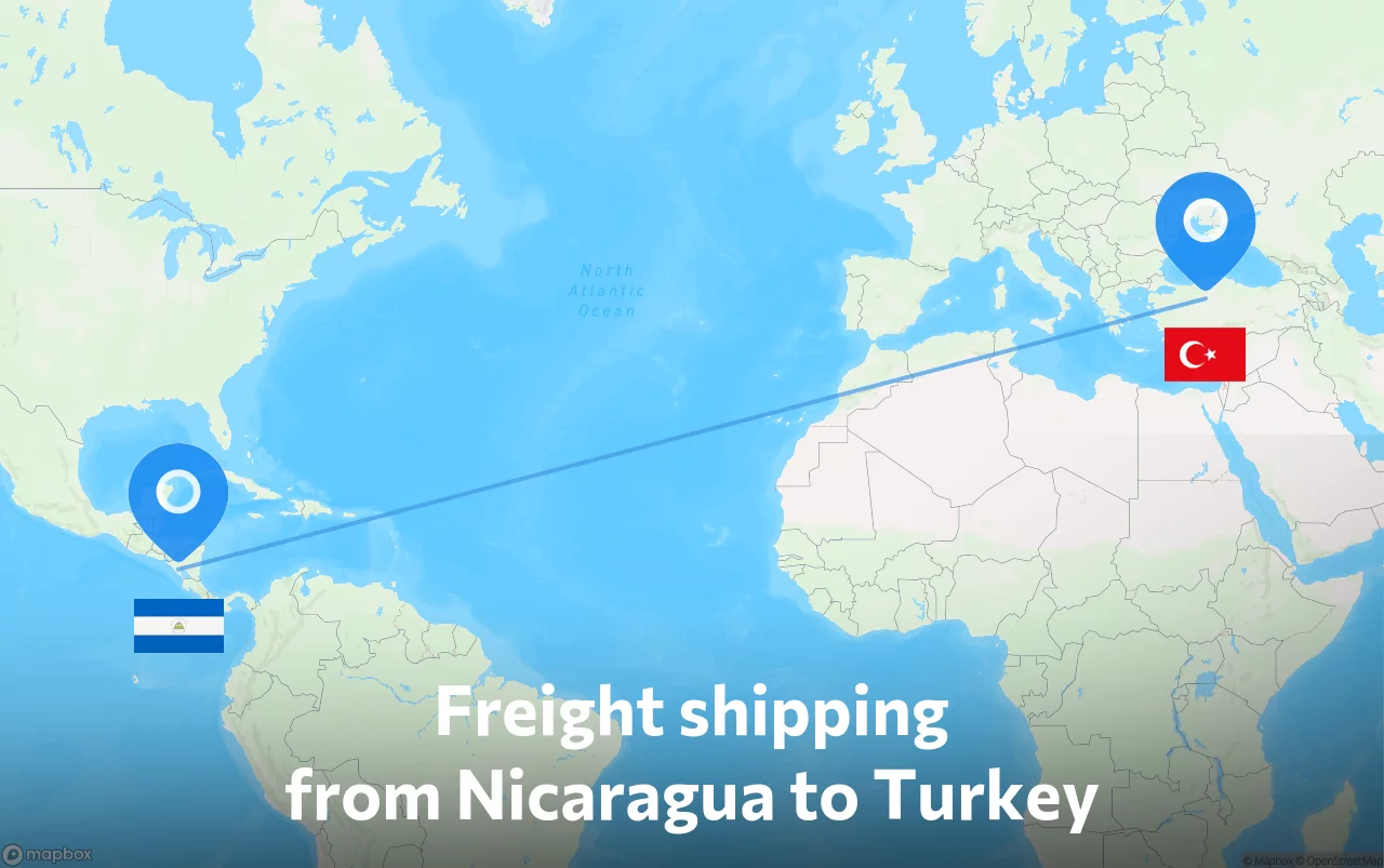 Shipping route from Nicaragua to Turkey