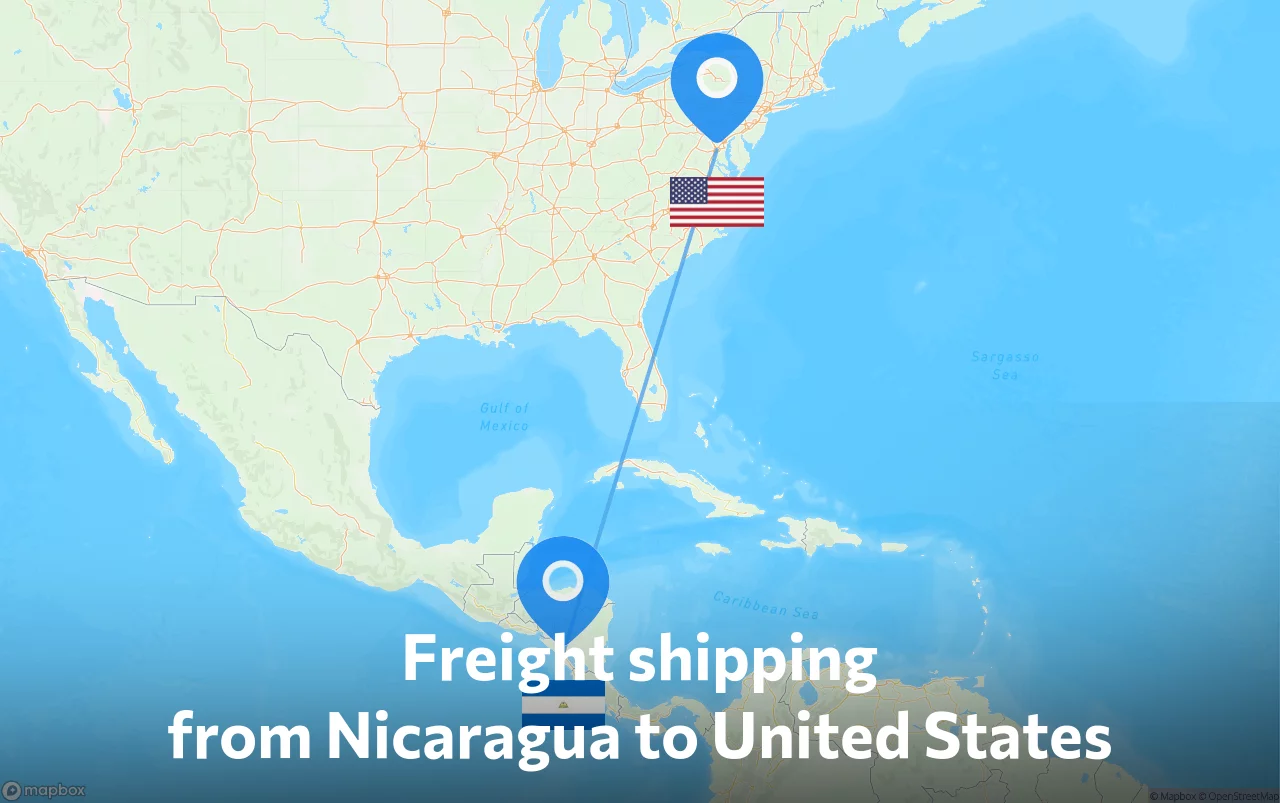 Shipping route from Nicaragua to United States