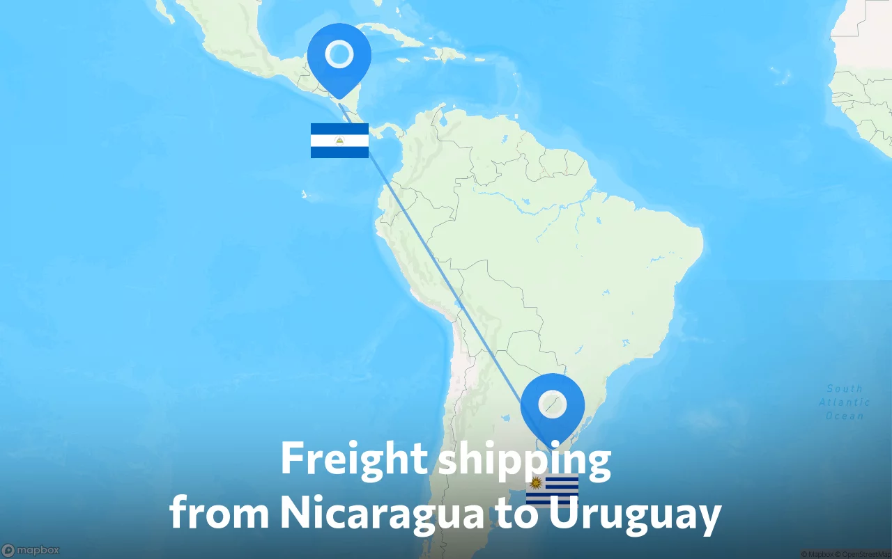 Shipping route from Nicaragua to Uruguay