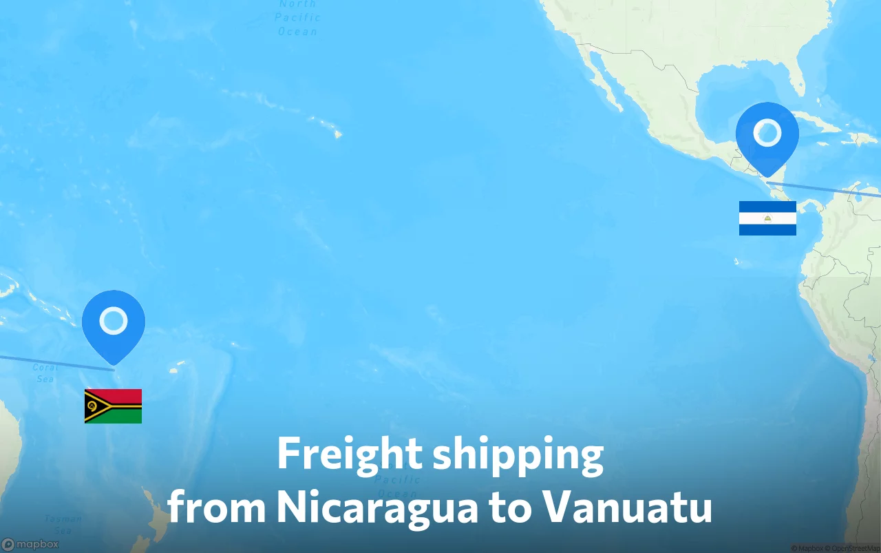 Shipping route from Nicaragua to Vanuatu