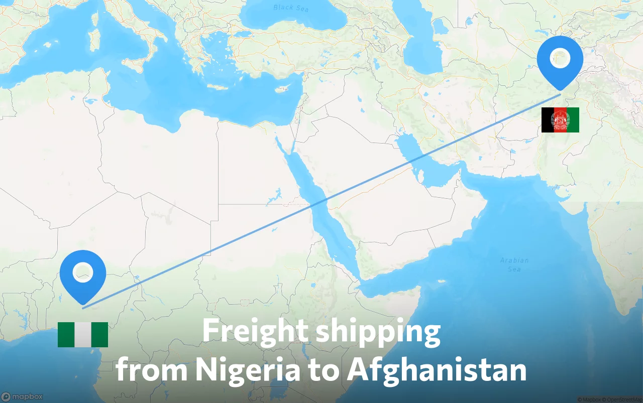 Shipping route from Nigeria to Afghanistan