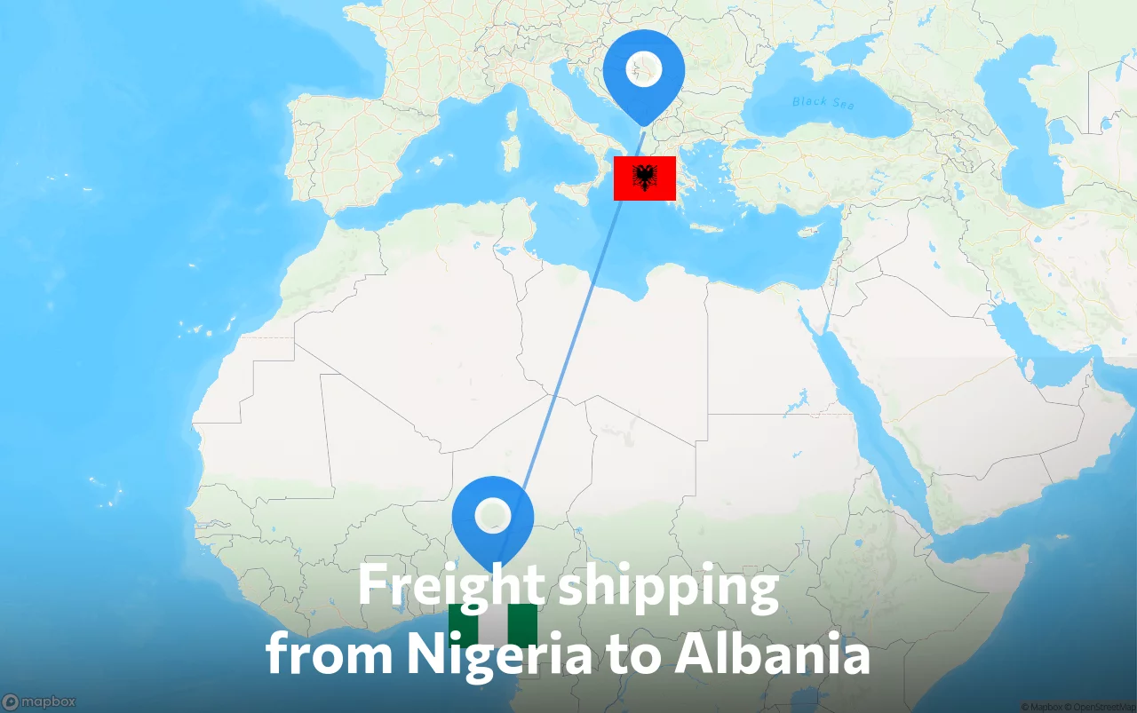 Shipping route from Nigeria to Albania