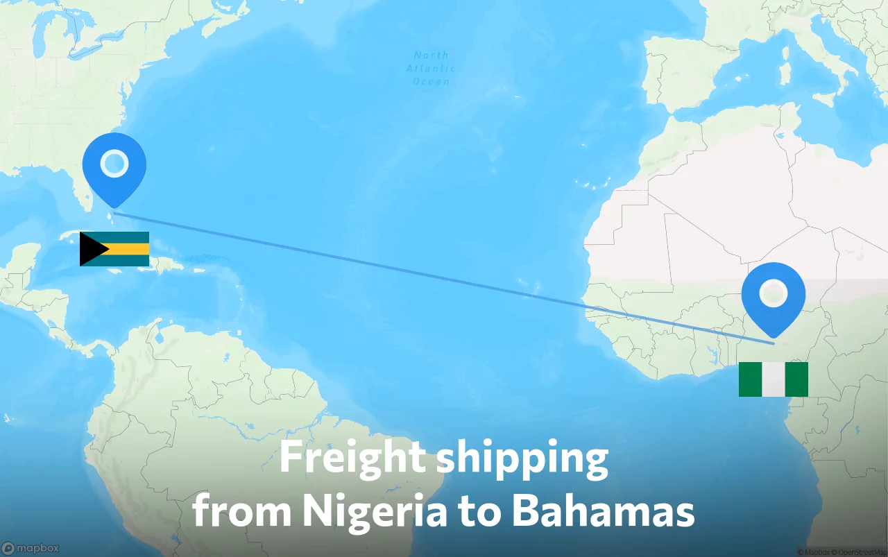 Shipping route from Nigeria to Bahamas