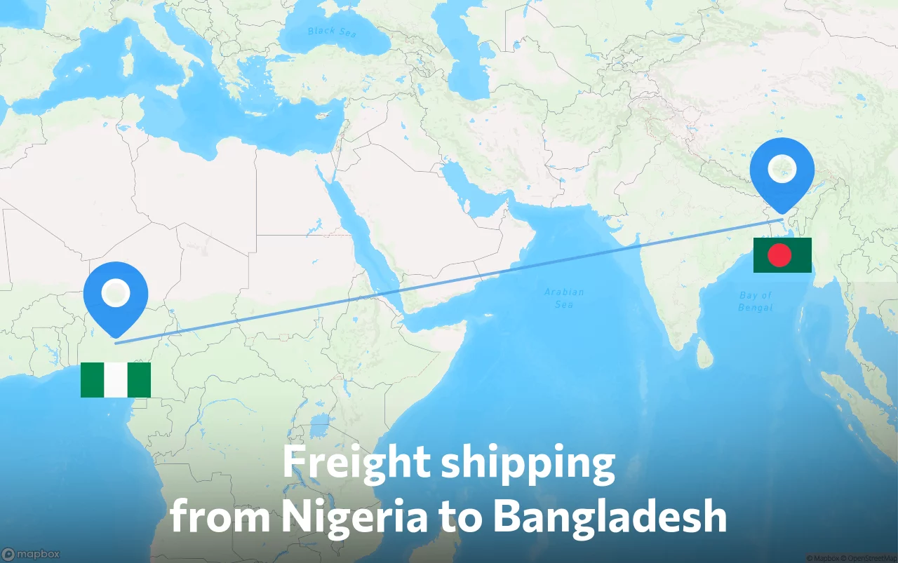 Shipping route from Nigeria to Bangladesh