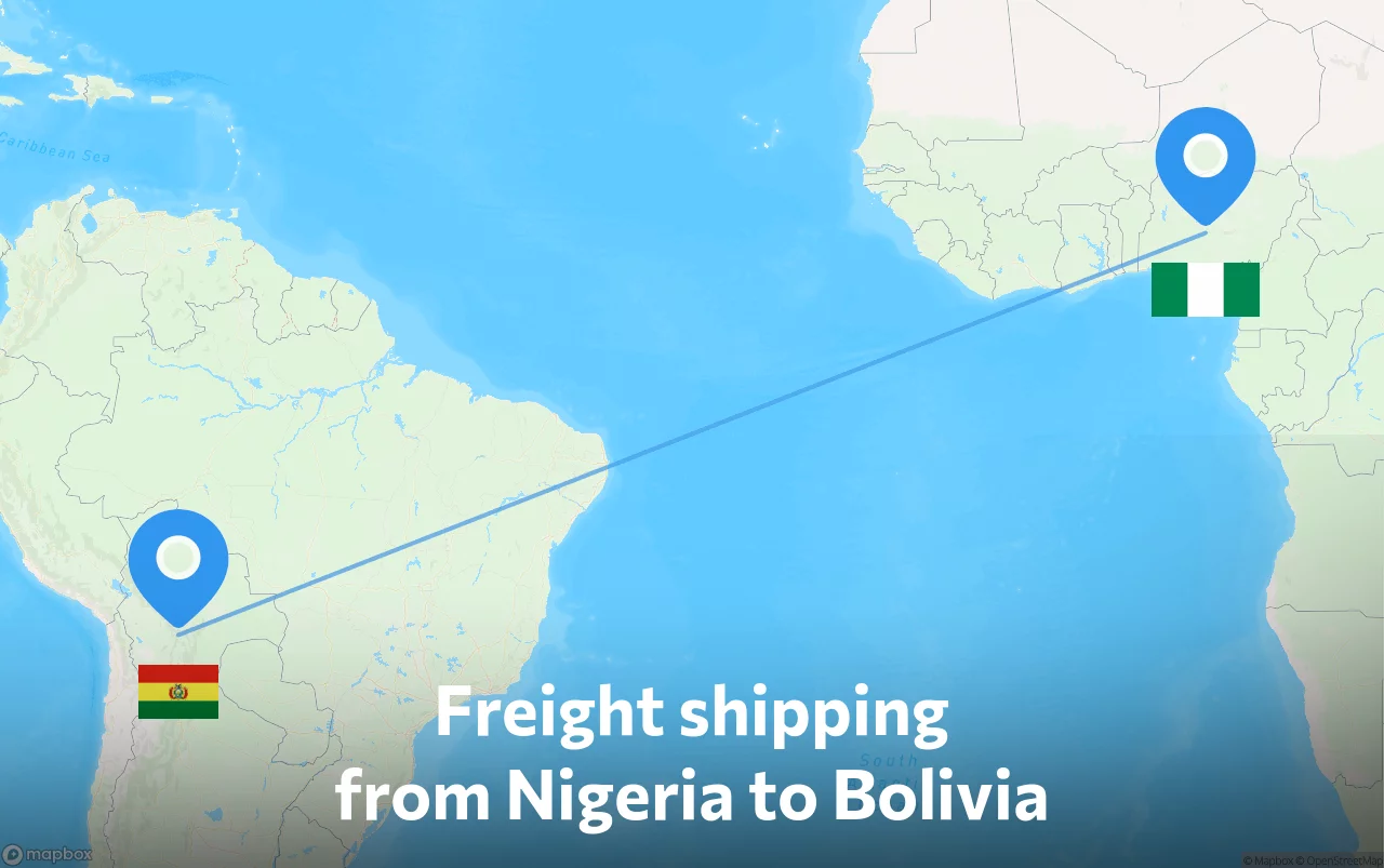 Shipping route from Nigeria to Bolivia