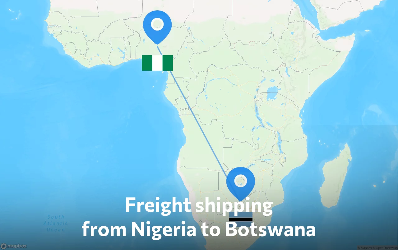 Shipping route from Nigeria to Botswana