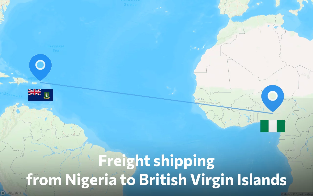 Shipping route from Nigeria to British Virgin Islands