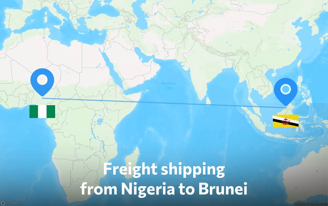 Shipping route from Nigeria to Brunei