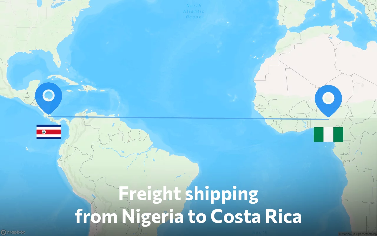 Shipping route from Nigeria to Costa Rica
