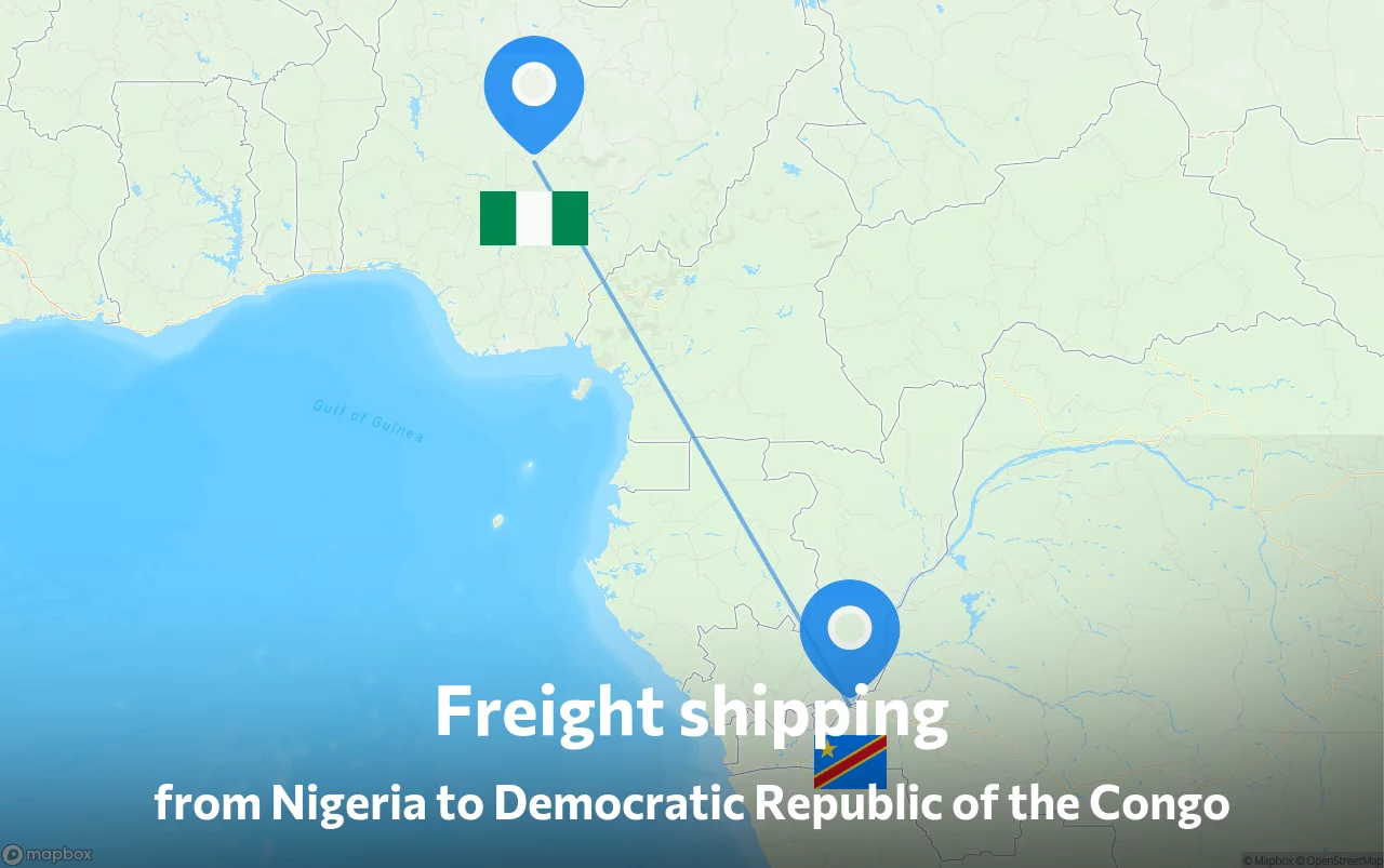 Shipping route from Nigeria to Democratic Republic of the Congo