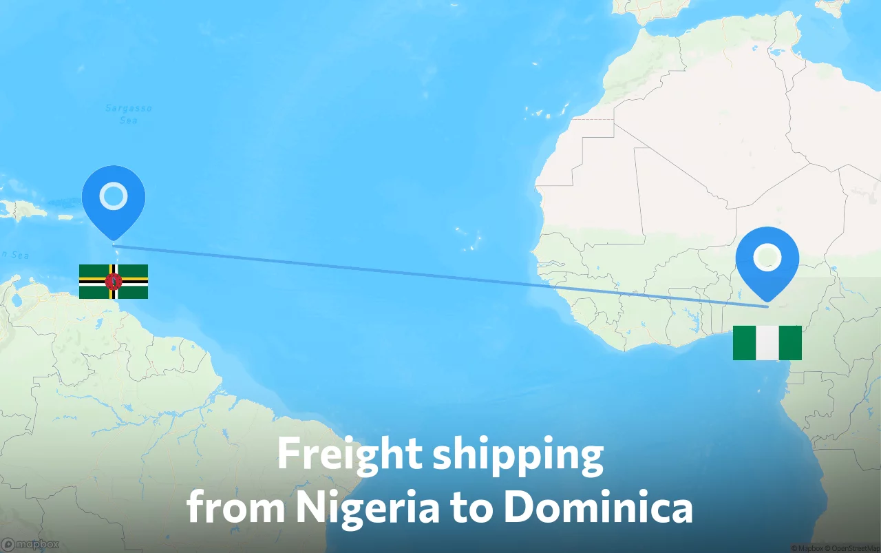 Shipping route from Nigeria to Dominica