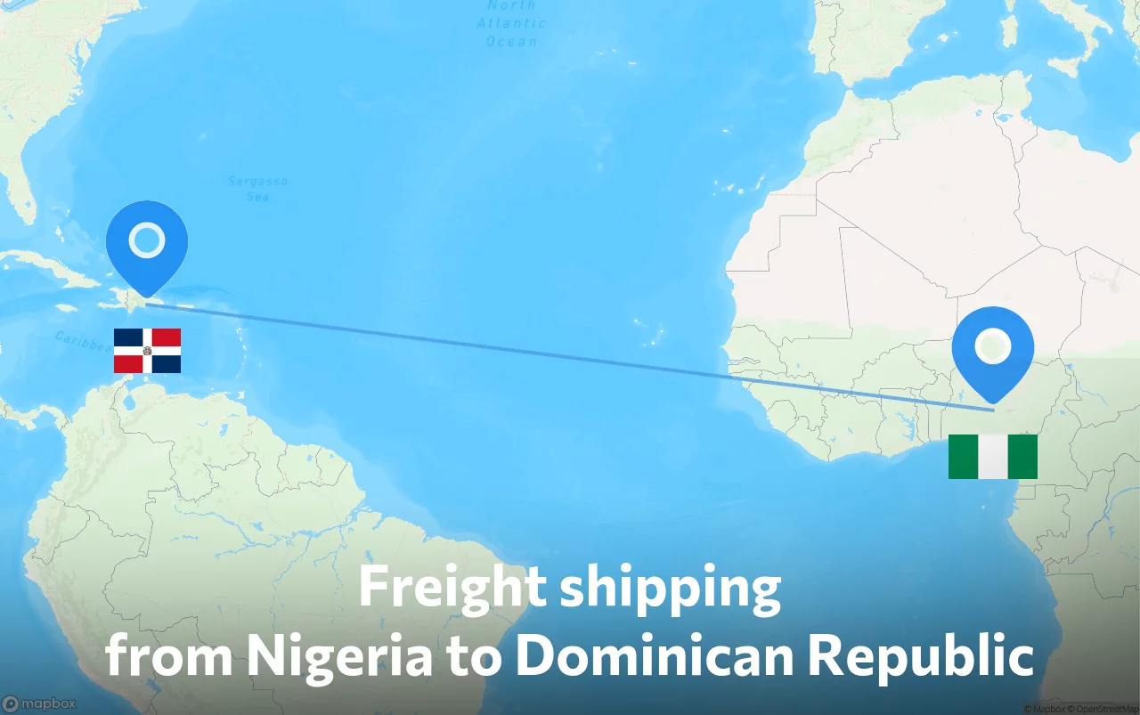 Shipping route from Nigeria to Dominican Republic
