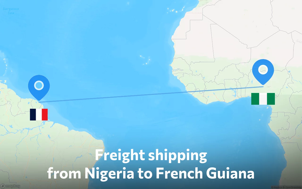 Shipping route from Nigeria to French Guiana