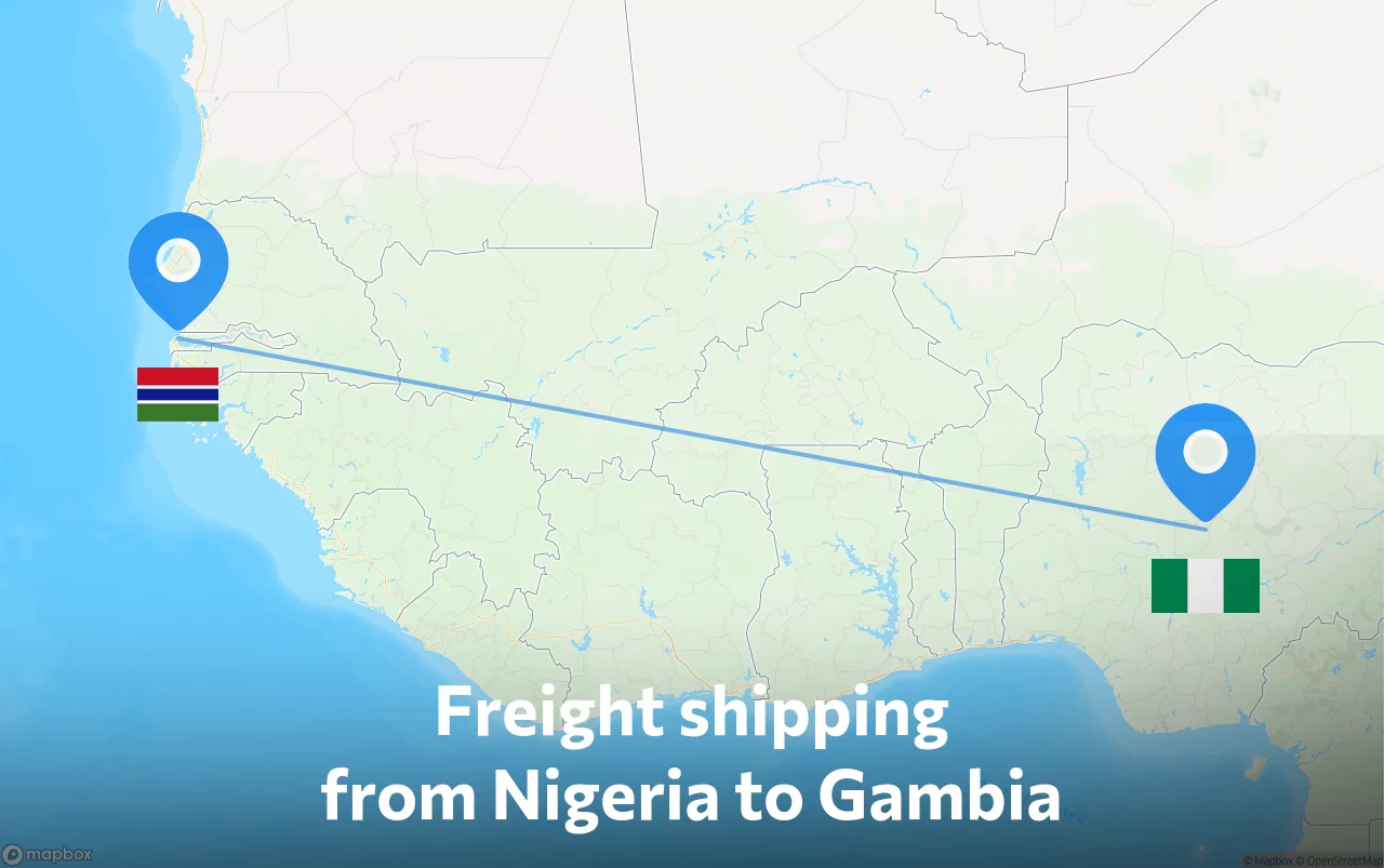 Shipping route from Nigeria to Gambia