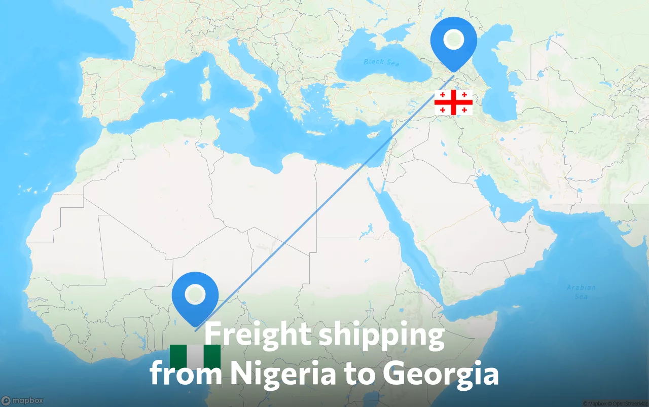 Shipping route from Nigeria to Georgia