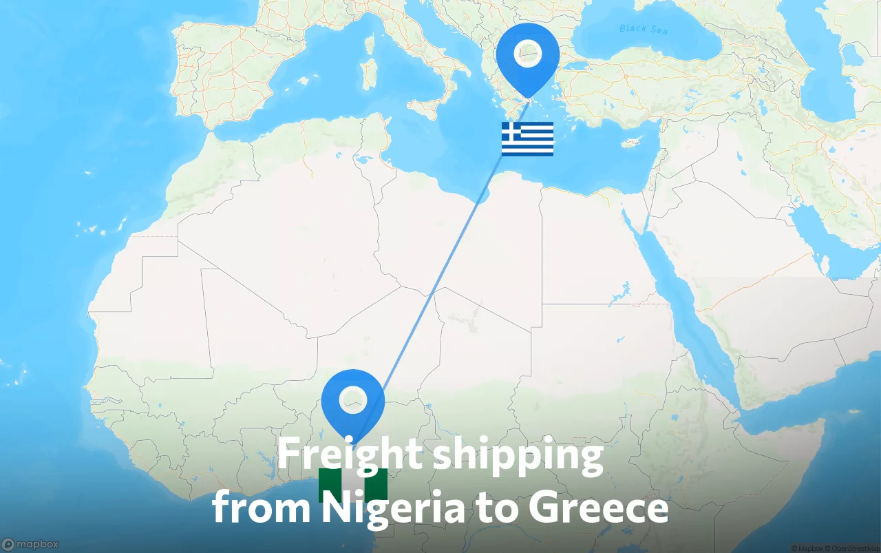 Shipping route from Nigeria to Greece