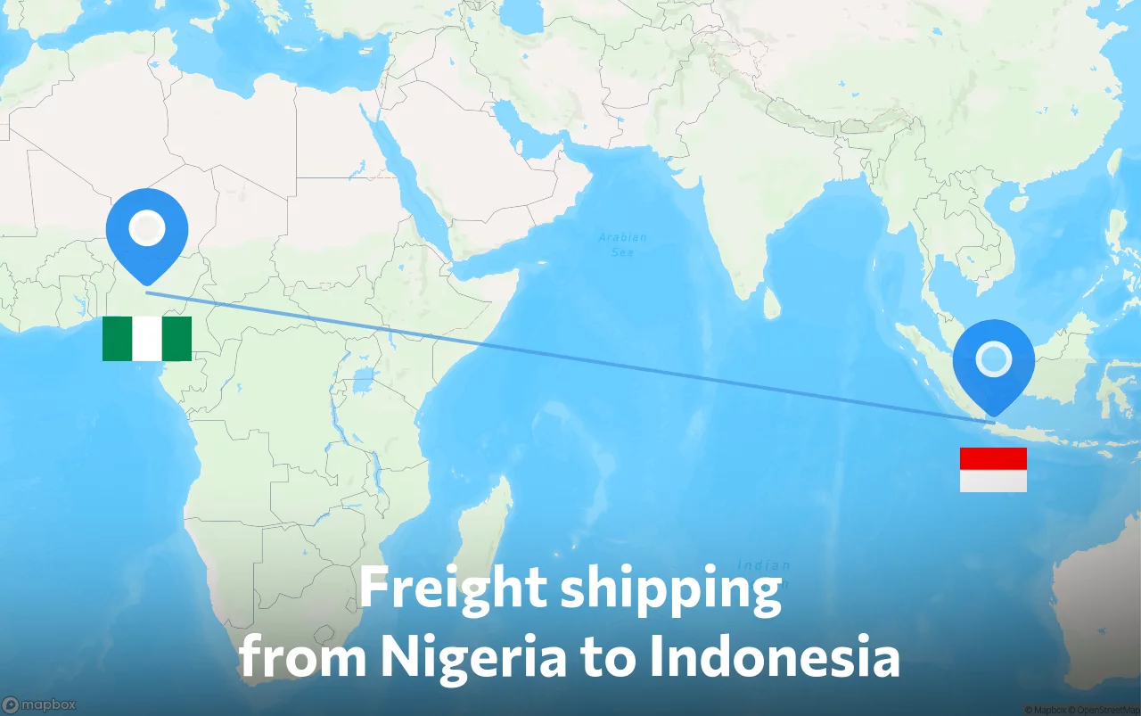 Shipping route from Nigeria to Indonesia
